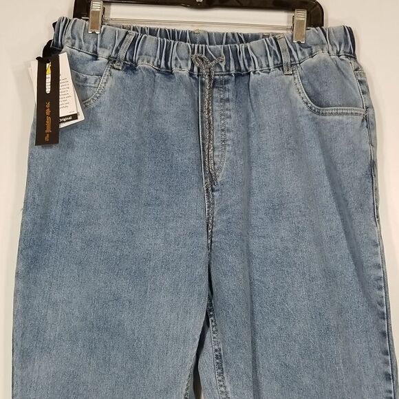 NWT Elasticated-Waist Denim Trousers in Blue Womens Size 34 - Picture 2 of 12